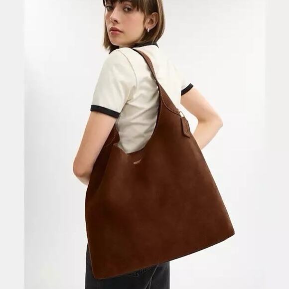 NWT Coach CW636 Suede Brooklyn 39 Shoulder Bag Brass/Warm Brown Color - Picture 13 of 13